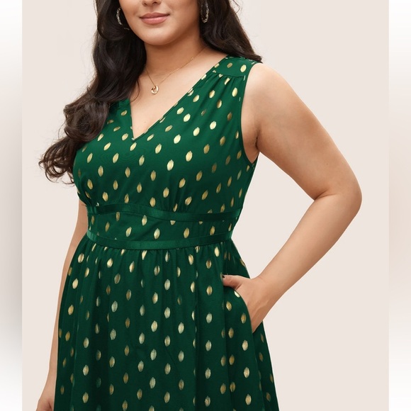 BloomChic Glitter Polka Dot Pocket Patchwork Tank Dress - Picture 3 of 4